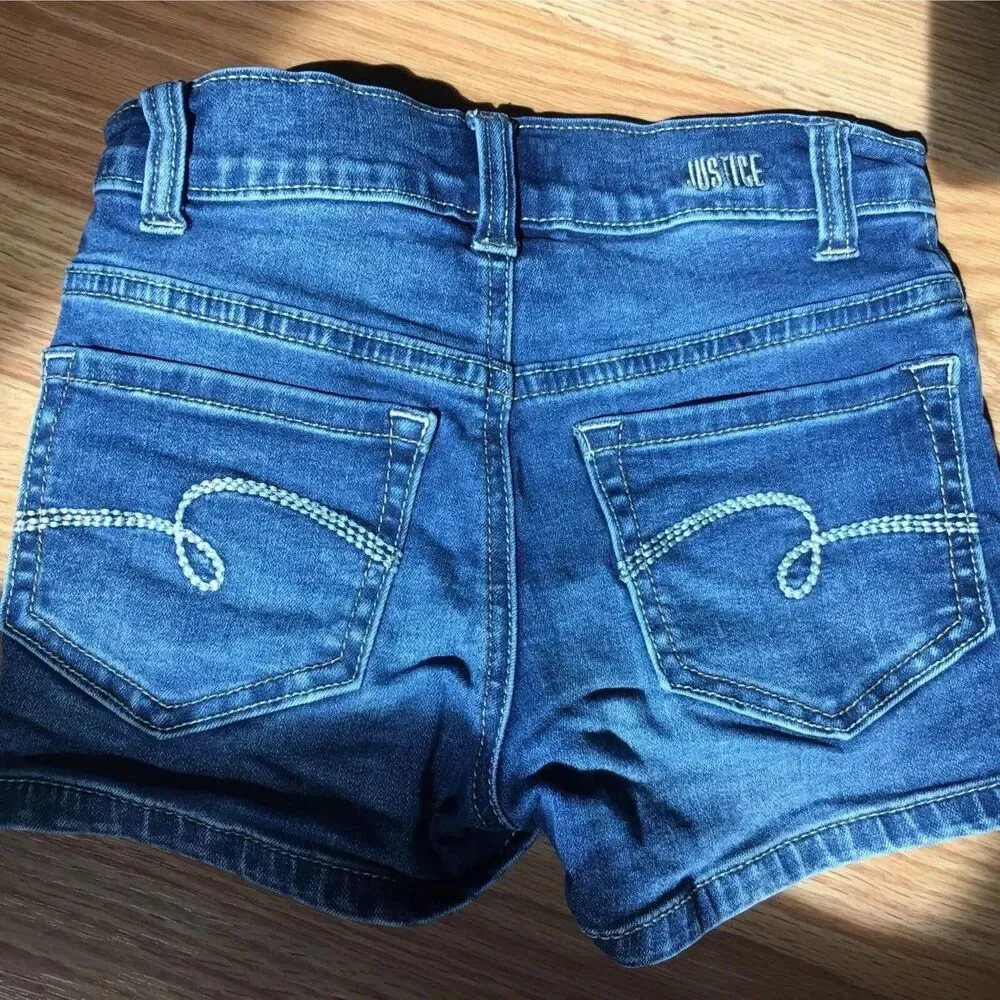 Justice Girls Jeans Stretchy Denim Shorts Size 10